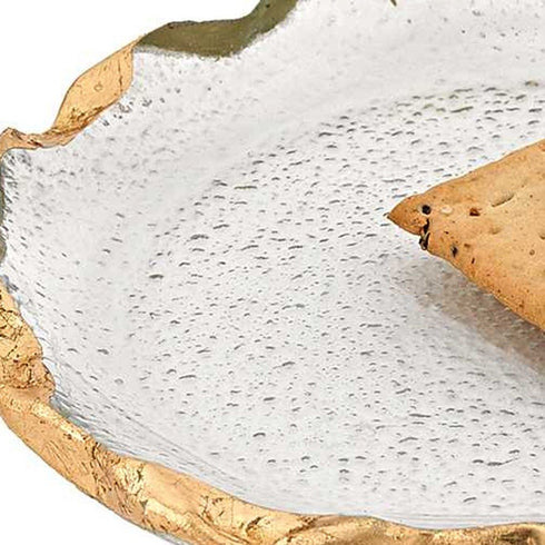14" Glass Oval Edge Gold Leaf Platter